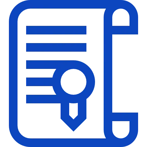 a blue certificate icon