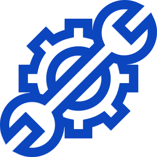 a blue settings icon
